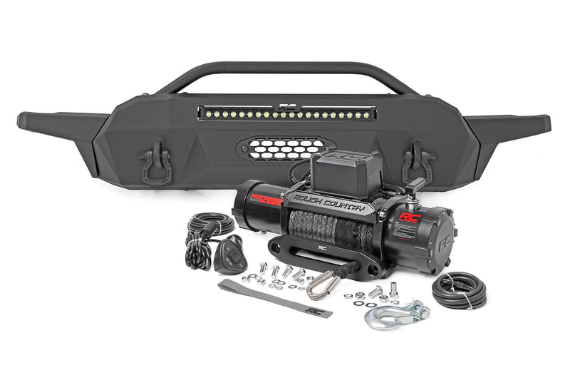 Rough Country Front Bumper | Hybrid | 20" Blk White DRL LED | Toyota Tacoma 2WD/4WD (16-23)