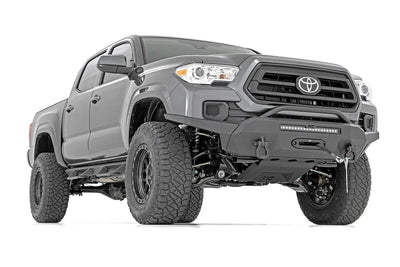 Rough Country Front Bumper | Hybrid | 20" Blk LED | 9500-Lb Winch Syn | Toyota Tacoma (16-23)