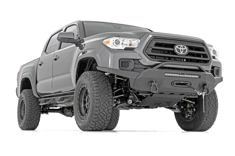 Rough Country Front Bumper | Hybrid | 20" Blk LED | 9500-Lb Winch Syn | Toyota Tacoma (16-23)