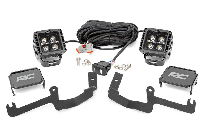 LED Light Kit | Ditch Mount | 2" Black Pair | White DRL | Chevy Silverado 1500 (19-26)