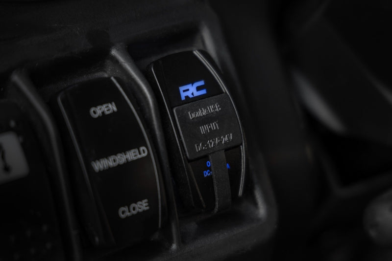 Rough Country USB Switch Insert | 2x1 with Logo | Blue Back Light
