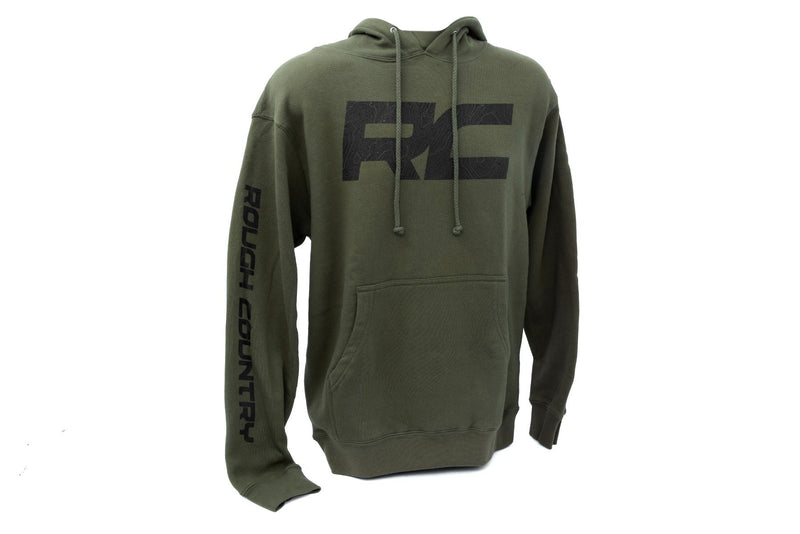 Rough Country Hoodie | RC Topographical Sleeve | Army Green | 2XL