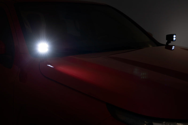 Rough Country 2 Inch Black Series LED Light Pods | Spot | Square |  Amber DRL