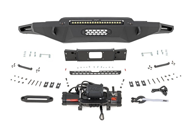 Rough Country Hybrid Front Bumper | 12000S | Blk LED w/ Amber DRL | Toyota Tundra (22-25)
