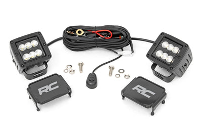 Rough Country 2 Inch Black Series LED Light Pods  | Pair | Flood