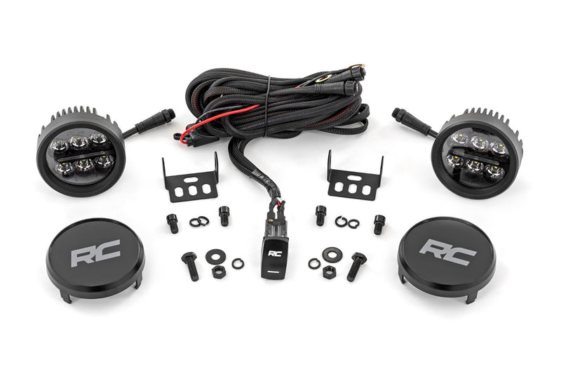 Rough Country Black Series Round LED Light Pair | 3.5 Inch | Amber DRL
