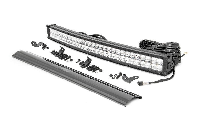 Rough Country 30 Inch Chrome Series LED Light Bar | Curved | Dual Row | Cool White DRL