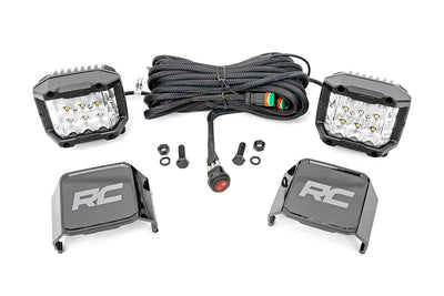 Rough Country 3 Inch Chrome Series LED Lights | Wide Angle Osram | Pair