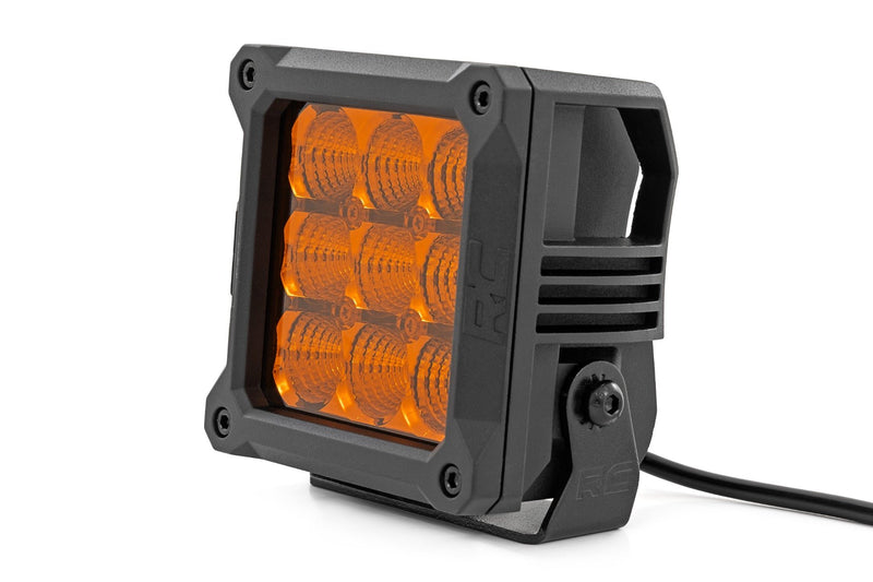 Rough Country 4 Inch LED Amber Light Pods | Square | Amber DRL | Pair