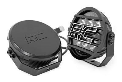 Rough Country Black Series Halo LED Light Pair | White/Amber DRL | 6.5 Inch | Round