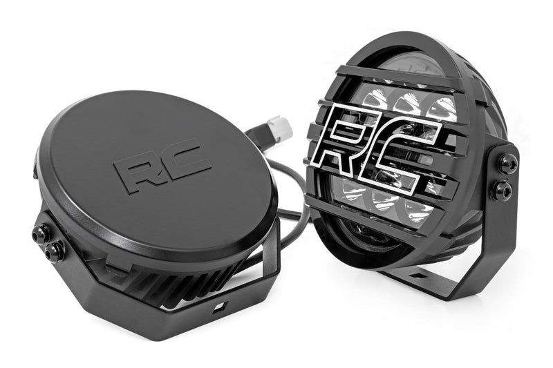 Rough Country Black Series Halo LED Light Pair | White/Amber DRL | 6.5 Inch | Round