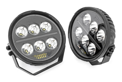 Rough Country Black Series Halo LED Light Pair | White/Amber DRL | 6.5 Inch | Round
