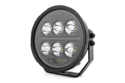 Rough Country Black Series Halo LED Light Pair | White/Amber DRL | 6.5 Inch | Round