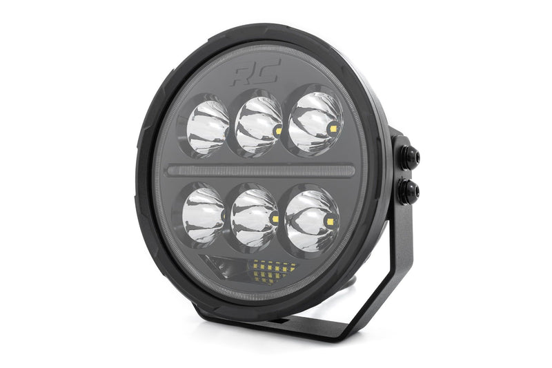 Rough Country Black Series Halo LED Light Pair | White/Amber DRL | 6.5 Inch | Round