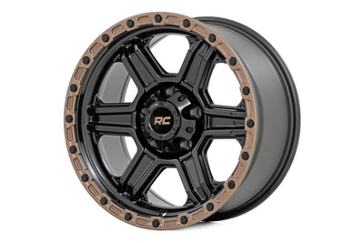 Rough Country Rough Country 79 Series Wheel | One-Piece | Semi Gloss Black w/Bronze Ring | 18x9 | 5x5 | -12mm