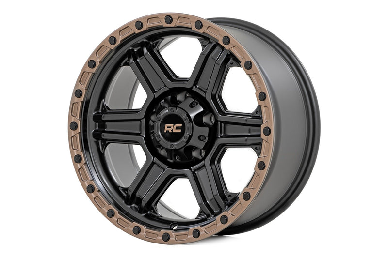 Rough Country Rough Country 79 Series Wheel | One-Piece | Semi Gloss Black w/Bronze Ring | 18x9 | 5x5 | -12mm