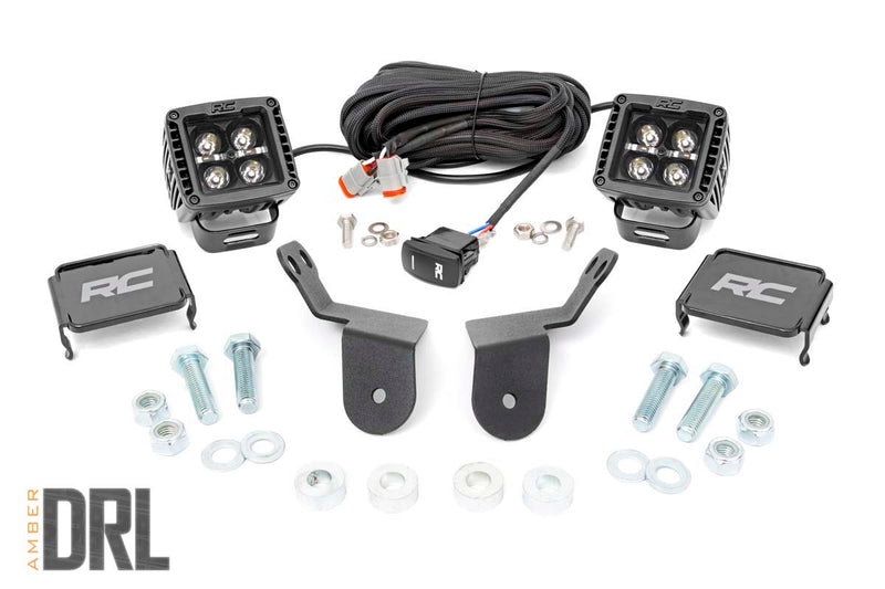 LED Light Kit | Cage Mount | 2" Black Pair | Amber DRL | Honda Pioneer 1000/Pioneer 1000-6