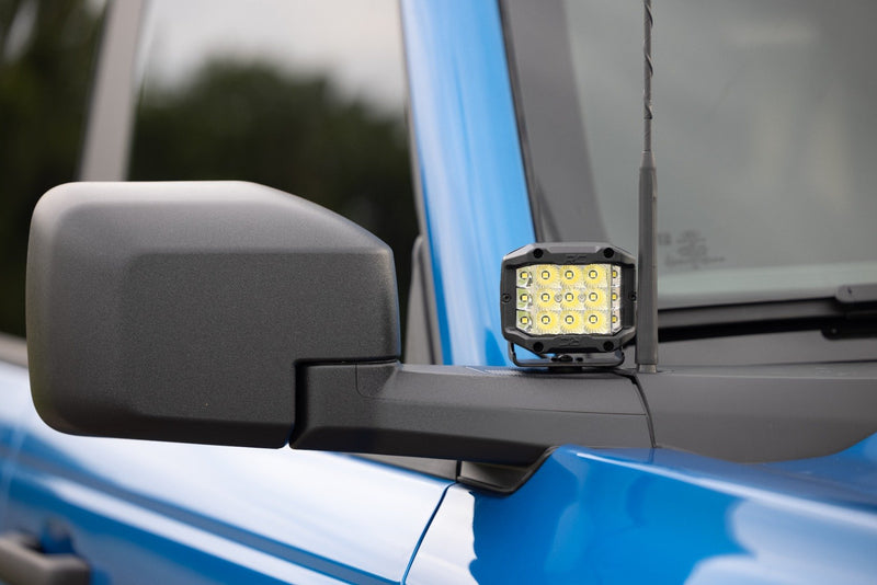 LED Light Kit | Ditch Mount | 2" Black Pair | Flood Pattern | Ford Bronco (21-25)