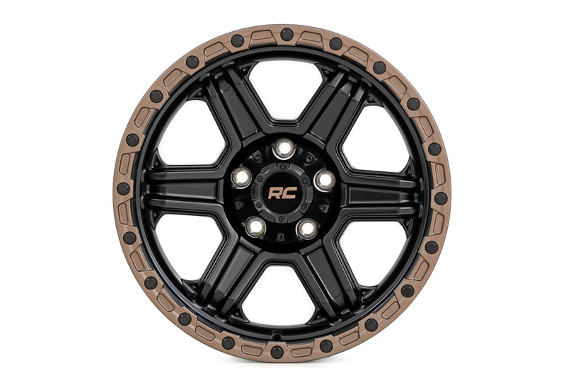 Rough Country Rough Country 79 Series Wheel | One-Piece | Semi Gloss Black w/Bronze Ring | 18x9 | 5x5 | -12mm