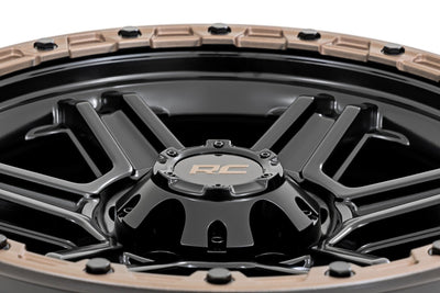 Rough Country Rough Country 79 Series Wheel | One-Piece | Semi Gloss Black w/Bronze Ring | 18x9 | 5x5 | -12mm