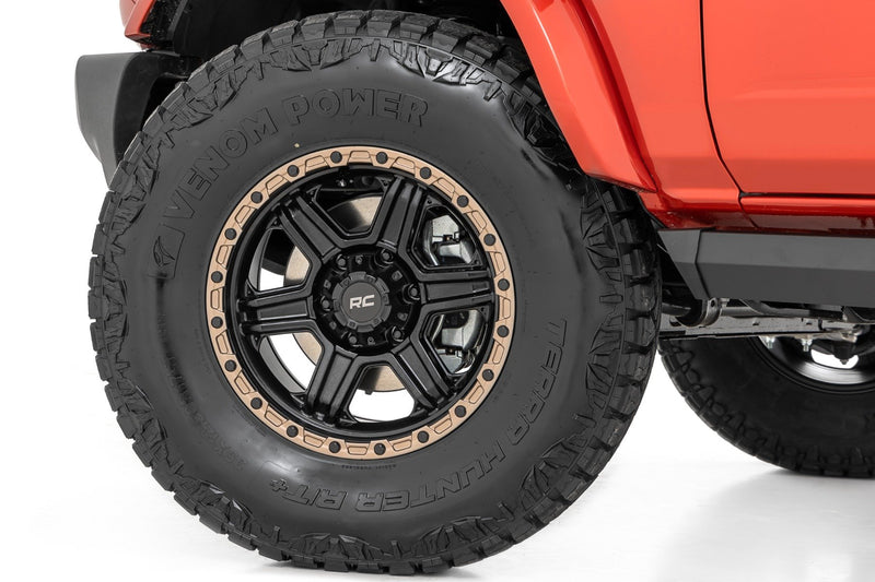Rough Country Rough Country 79 Series Wheel | One-Piece | Semi Gloss Black w/Bronze Ring | 18x9 | 5x5 | -12mm