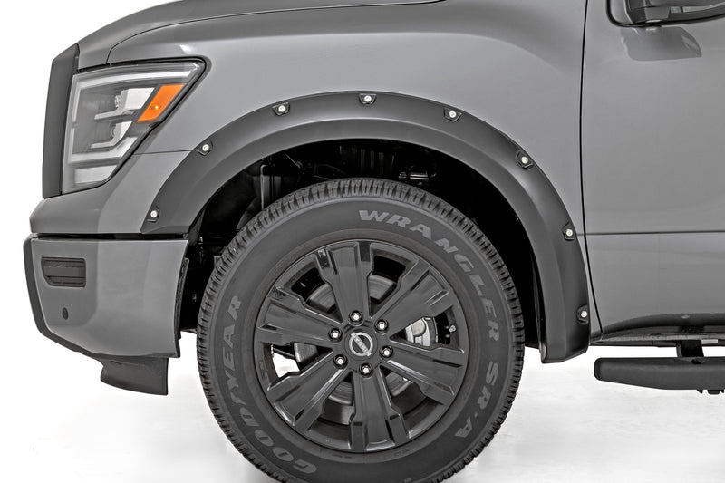 Rough Country Pocket Fender Flares | Crew | QAK Glacier White | W/O Emblem | Nissan Titan (17-24)