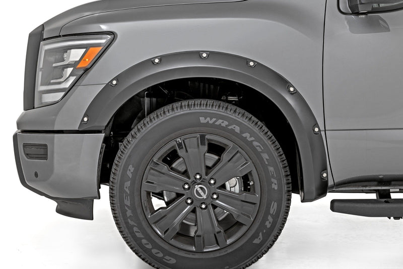 Rough Country Pocket Fender Flares | K23 Brilliant Silver | Nissan Titan 2WD/4WD (17-24)