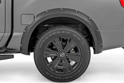 Rough Country Pocket Fender Flares | Crew Cab | W/O Emblem | Gloss Black | Nissan Titan (17-24)