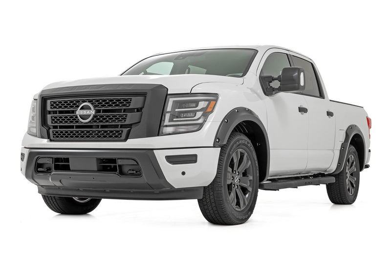 Rough Country Pocket Fender Flares | Crew | QAK Glacier White | W/O Emblem | Nissan Titan (17-24)