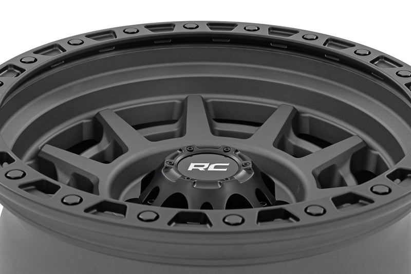 Rough Country 85 Series Wheel | Simulated Beadlock | Gunmetal Gray/Black | 17x9 | 6x5.5 |+25mm
