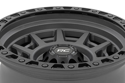 Rough Country 85 Series Wheel | Simulated Beadlock | Gunmetal Gray/Black | 17x9 | 8x170 | -12