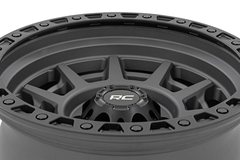 Rough Country 85 Series Wheel | Simulated Beadlock | Gunmetal Gray/Black | 17x9 | 8x170 | -12