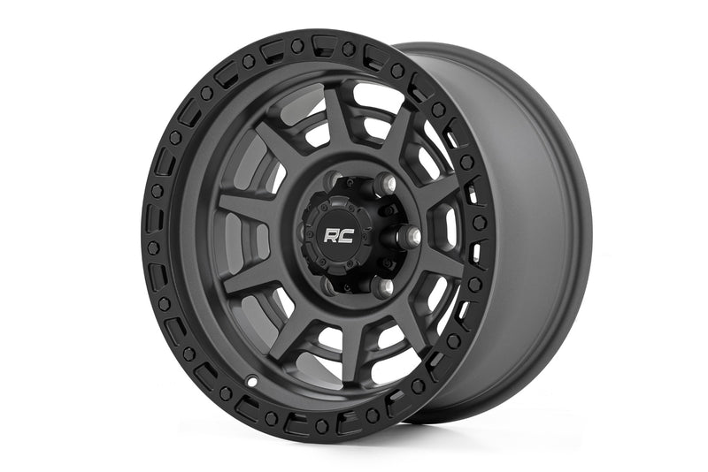 Rough Country 85 Series Wheel | Simulated Beadlock | Gunmetal Gray/Black | 17x9 | 8x170 | -12