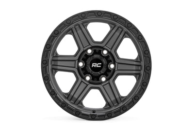 Rough Country 79 Series Wheel | One-Piece | Gunmetal Gray w/Black Ring | 17x8.5 | 6x5.5 | 0mm