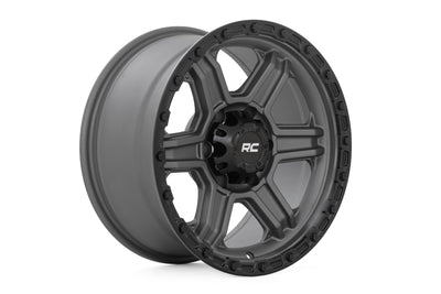 Rough Country 79 Series Wheel | One-Piece | Gunmetal Gray w/Black Ring | 17x8.5 | 6x5.5 | 0mm