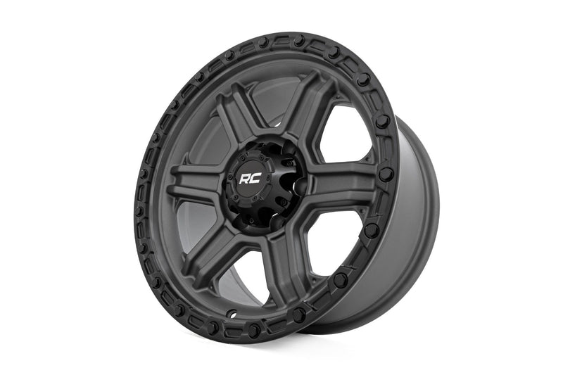 Rough Country 79 Series Wheel | One-Piece | Gunmetal Gray w/Black Ring | 17x8.5 | 6x5.5 | 0mm