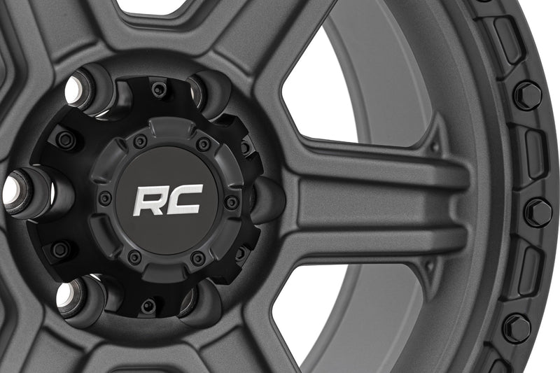 Rough Country 79 Series Wheel | One-Piece | Gunmetal Gray w/Black Ring | 17x8.5 | 6x5.5 | 0mm