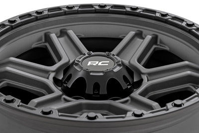 Rough Country 79 Series Wheel | One-Piece | Gunmetal Gray w/Black Ring | 17x8.5 | 6x5.5 | 0mm