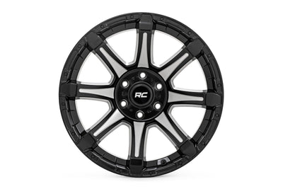 Rough Country 81 Series Wheel | One-Piece | Semi Gloss Black w/machined spokes | 20x9 | 5x5.5 | 0mm