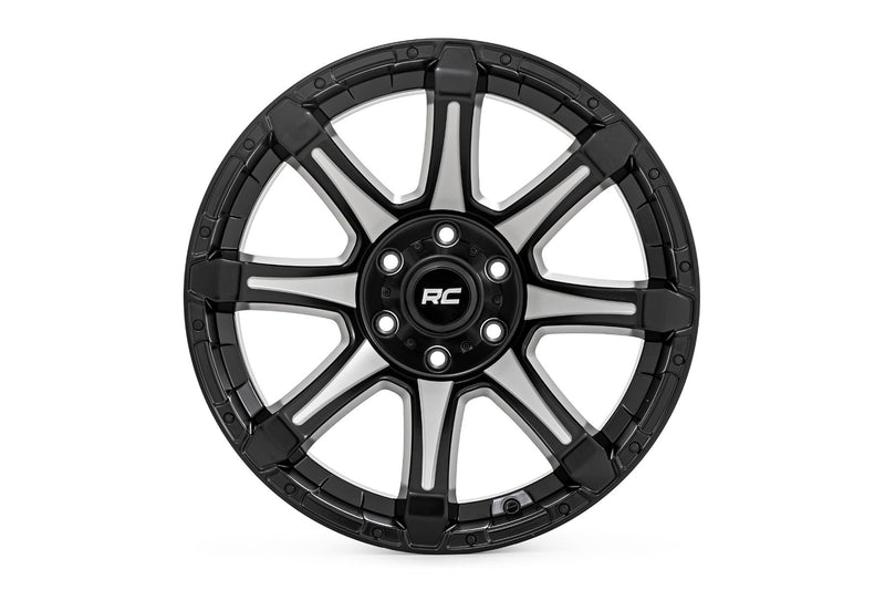Rough Country 81 Series Wheel | One-Piece | Semi Gloss Black w/machined spokes | 20x9 | 8x180 | 0mm