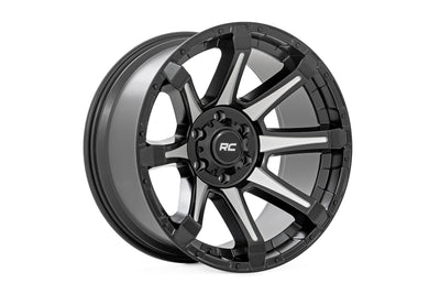 Rough Country 81 Series Wheel | One-Piece | Semi Gloss Black w/machined spokes | 20x9 | 8x180 | 0mm
