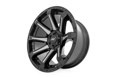 Rough Country 81 Series Wheel | One-Piece | Semi Gloss Black w/machined spokes | 20x9 | 5x150 | +18m