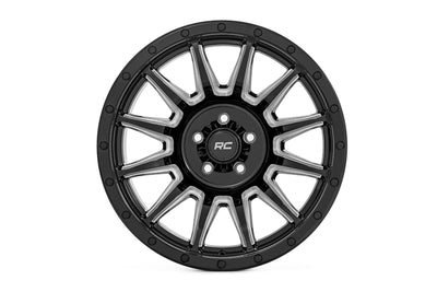 Rough Country 90 Series Wheel | One-Piece | Gloss Black w/machined spokes | 18x9 | 6x5.5 | 0mm