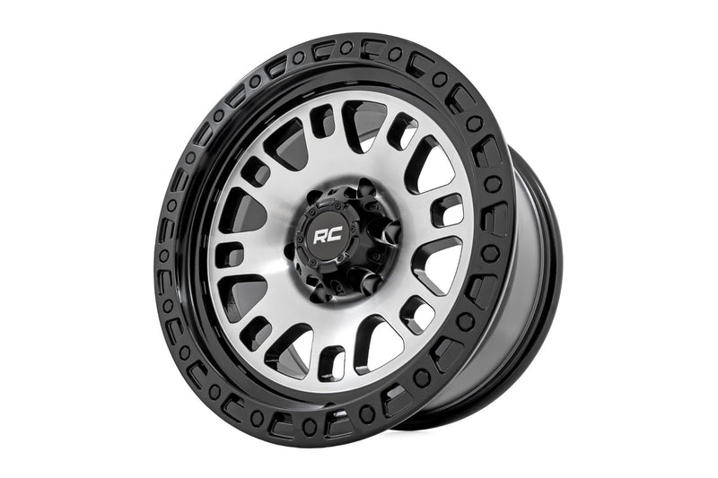 Rough Country 82 Series Wheel | One-Piece | Machined Semi Gloss Black | 17x9 | 5x5 | -12mm