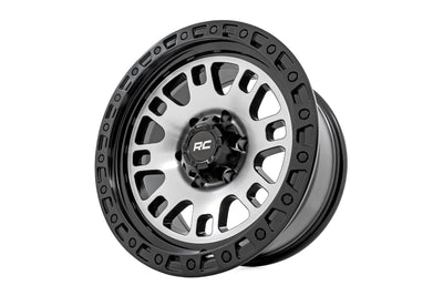 Rough Country 82 Series Wheel | One-Piece | Machined Semi Gloss Black | 17x9 | 6x5.5 | -12mm