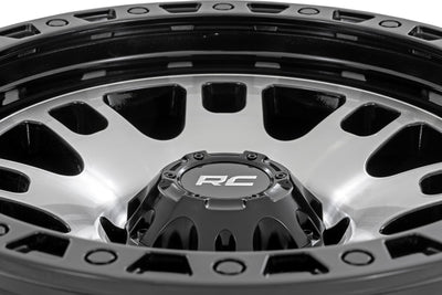 Rough Country 82 Series Wheel | One-Piece | Machined Semi Gloss Black | 15x8 | 5x4.5 | -19mm