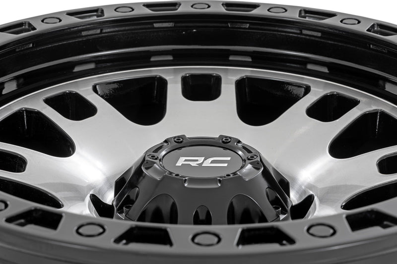 Rough Country 82 Series Wheel | One-Piece | Machined Semi Gloss Black | 17x9 | 6x5.5 | -12mm