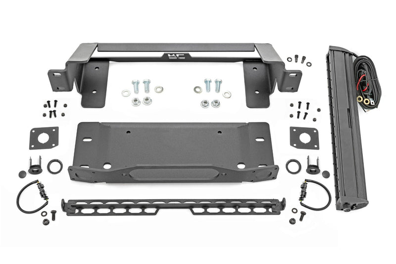 High Winch Mount | All Models | 20 Inch Black Single Row LED | DRL | Ford Bronco (21-25)