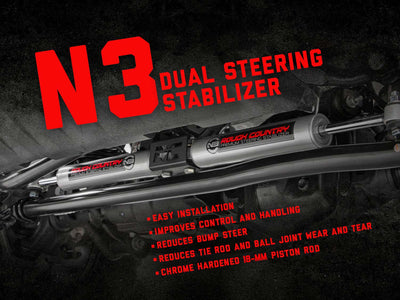 N3 Steering Stabilizer | Dual | 2.5-8 Inch Lift | Jeep Gladiator JT/Wrangler JL (18-25)