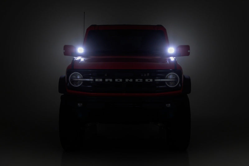 LED Light Kit | Ditch Mount | 3.5" Black Round Pair | Amber DRL | Ford Bronco (21-25)